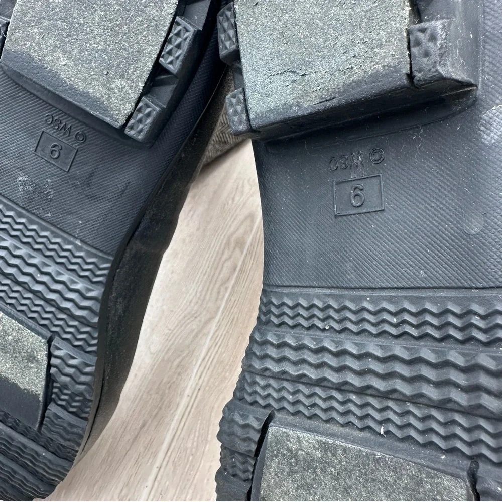 Chooka Classic Mid Calf Racer Herringbone Black Rain Boots | Size US 9 / EU 39.5